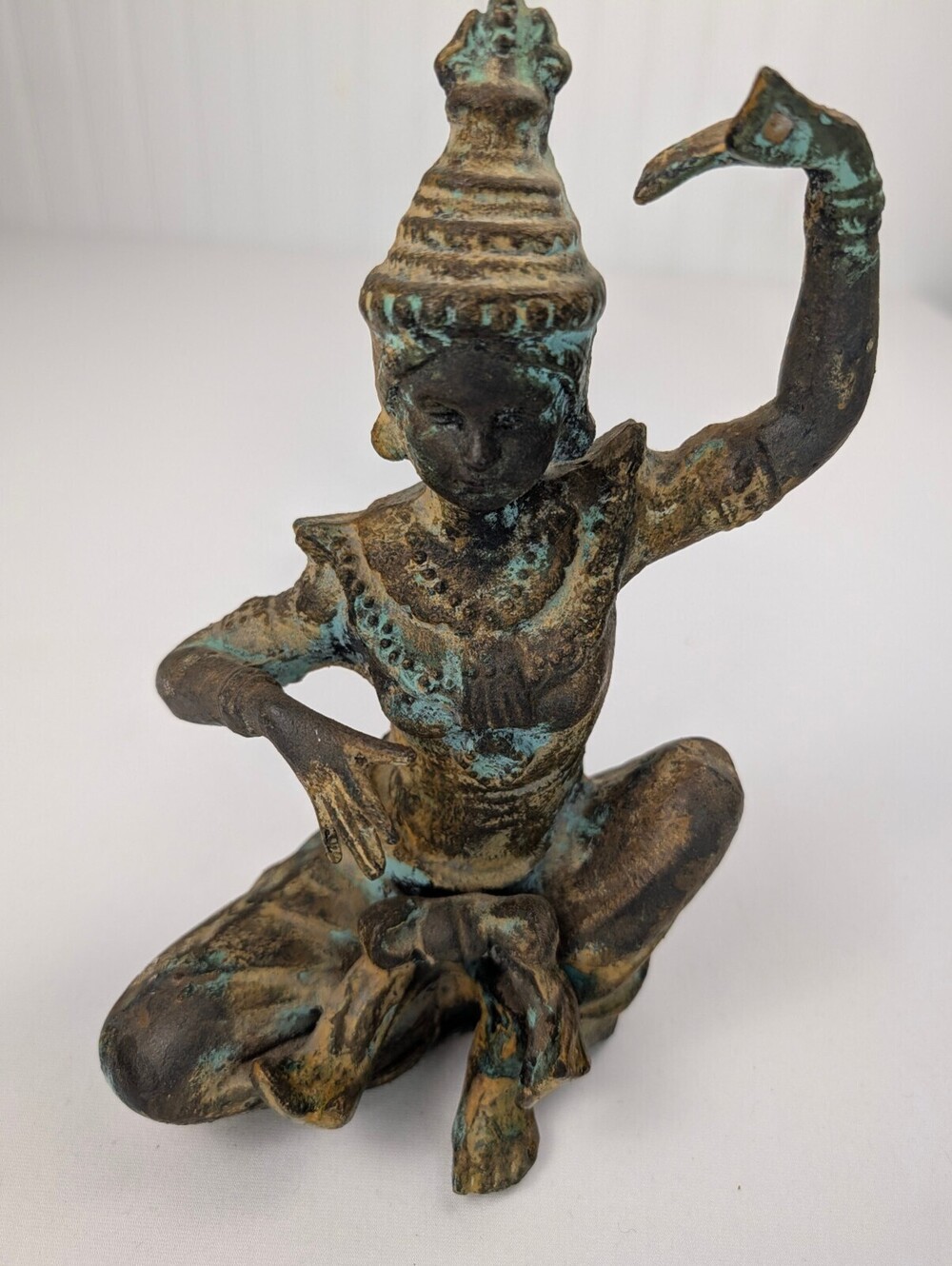 Vintage Thai Bronze Musician Statue - Prince Figure with Verdigris Patina